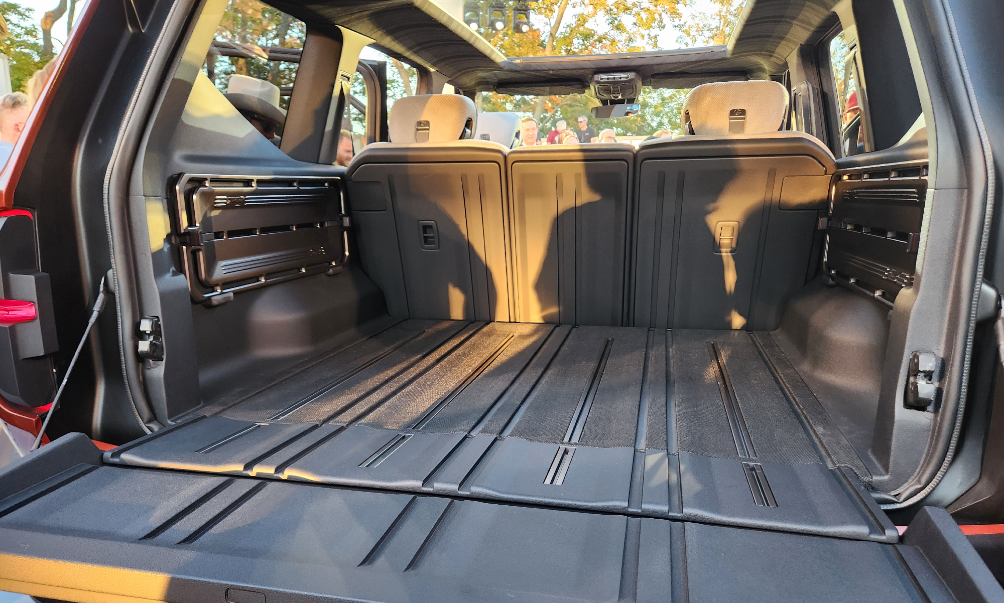 Cargo space of the Scout Traveler electric SUV.