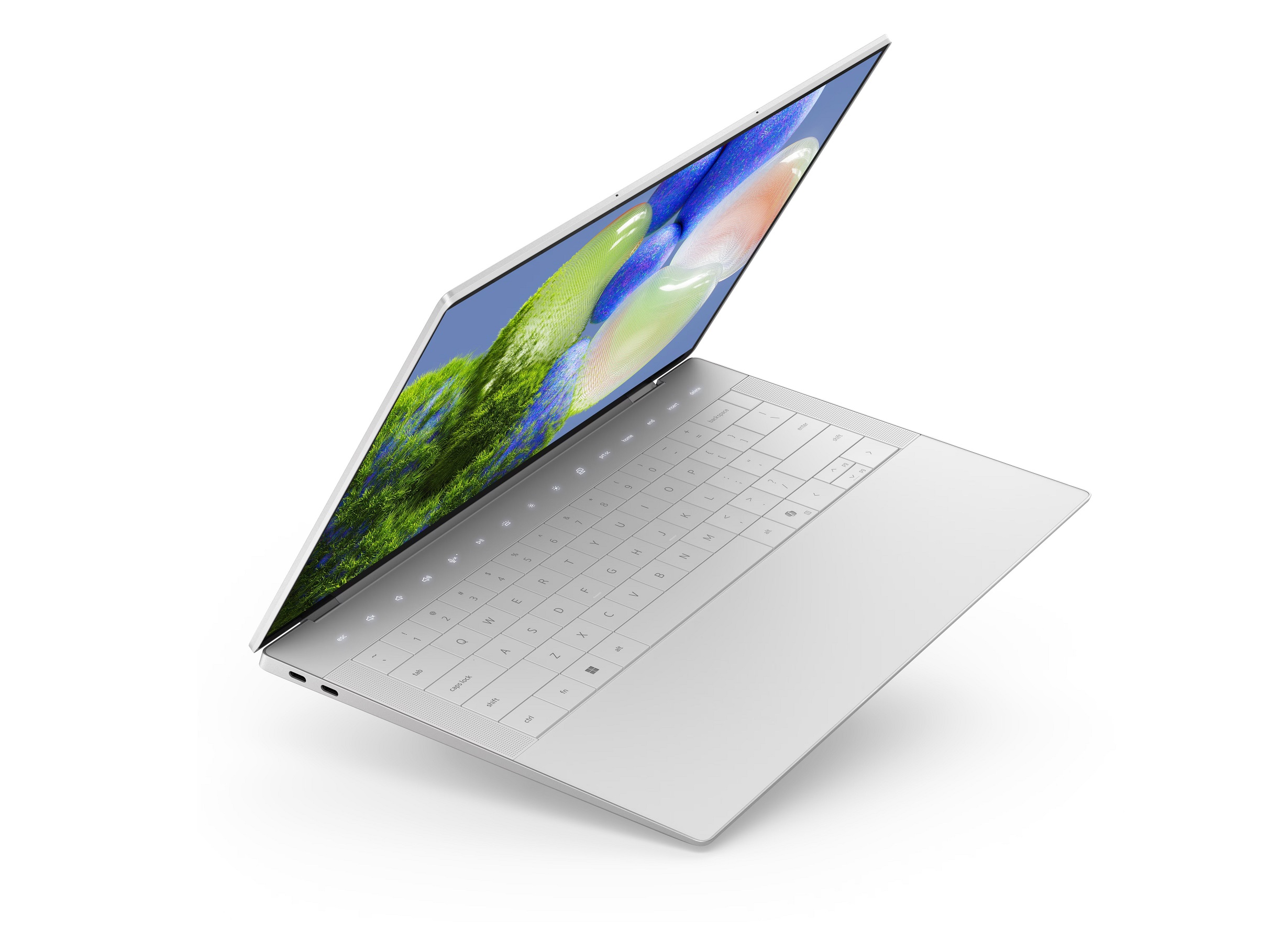 Dell XPS 14 laptop on its side