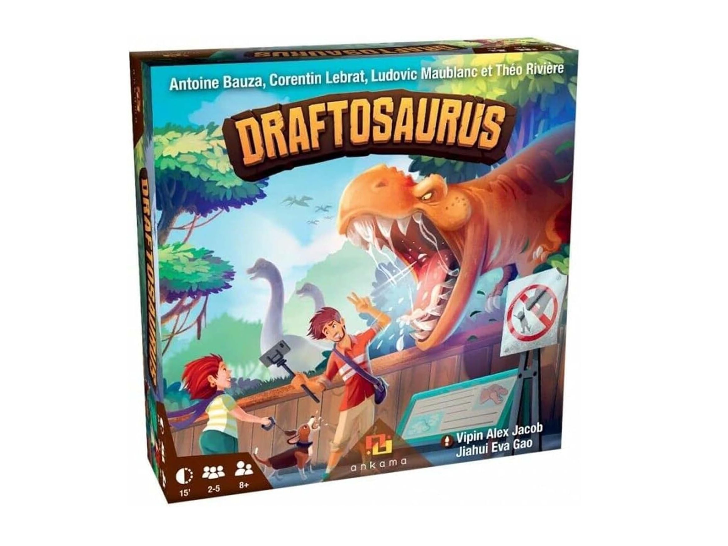 Die Draftosaurus-Box zeigt einen T-Rex, der einen Influencer anknurrt.