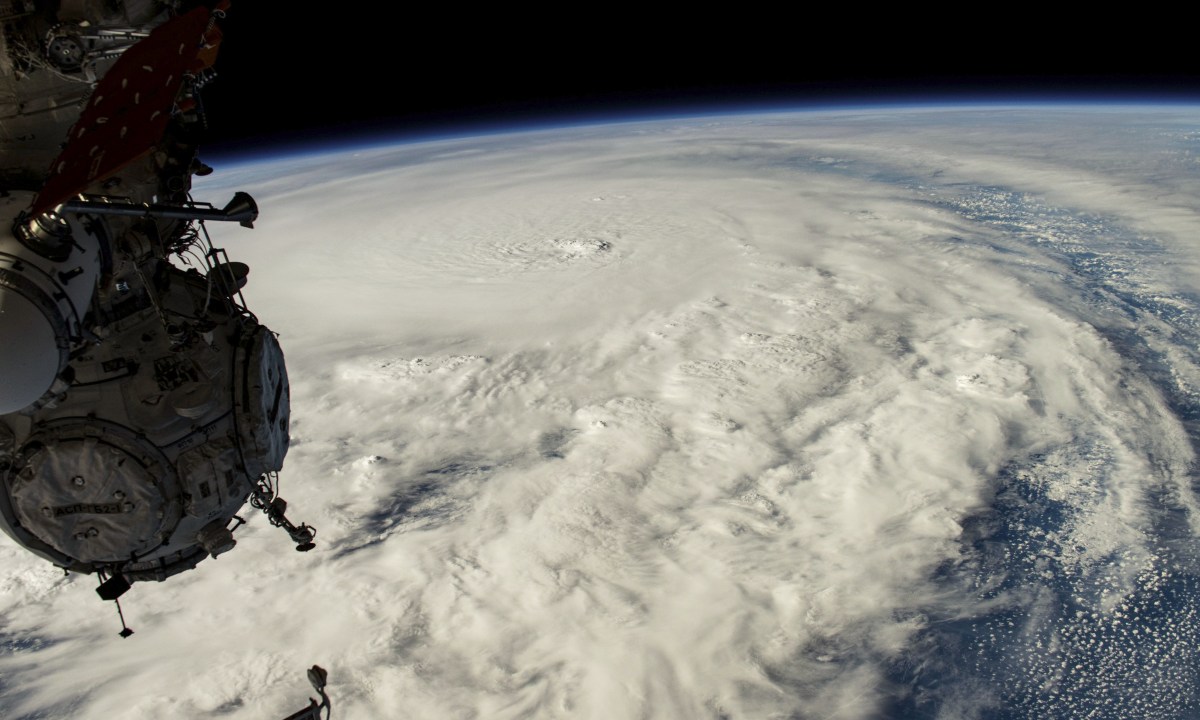 Hurricane Milton is pictured as a Category 5 storm in the Gulf of Mexico off the coast of Yucatan Peninsula from the space station on Oct. 8, 2024.