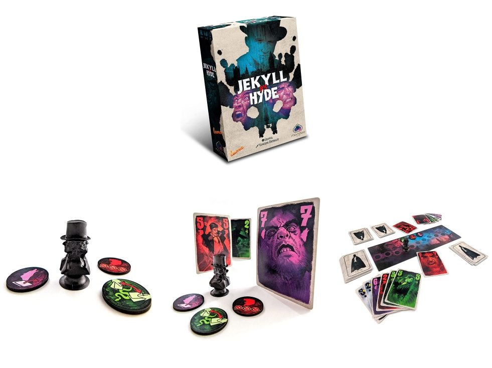 Die Jekyll vs. Hyde-Spielbox und Komponenten.