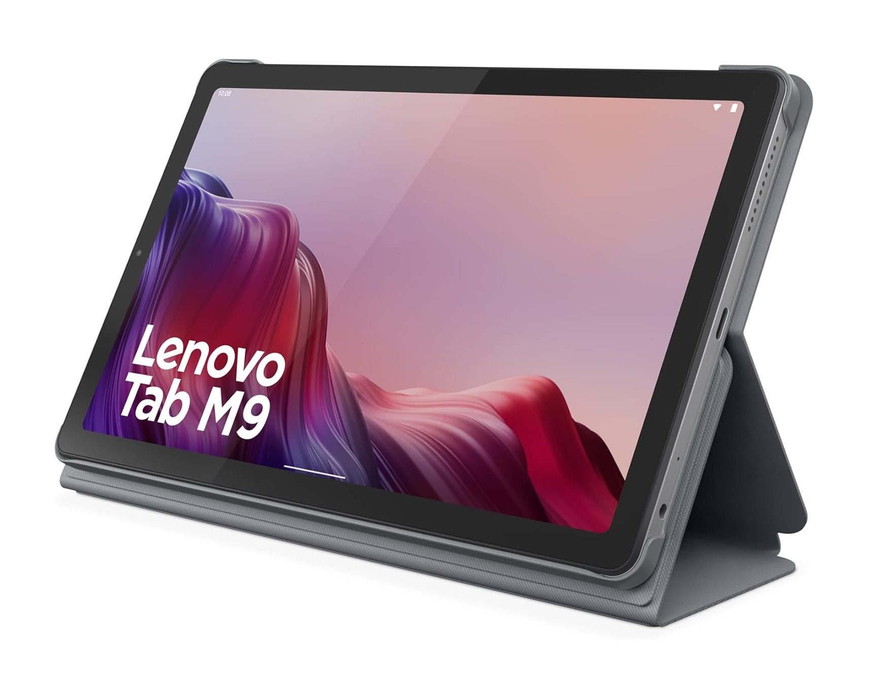 폴리오 케이스 위에 놓인 Lenovo Tab M9.