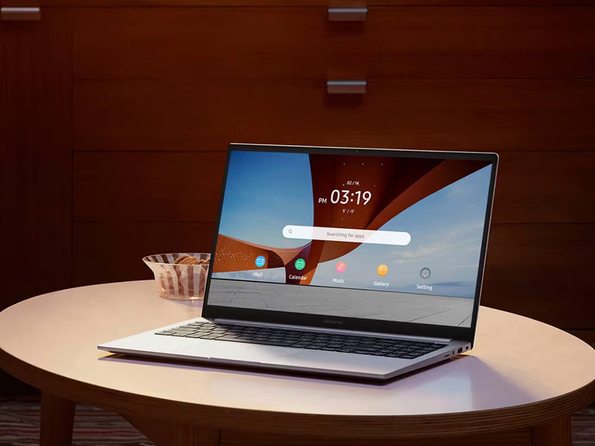 The Samsung Galaxy Book4 on a desk.