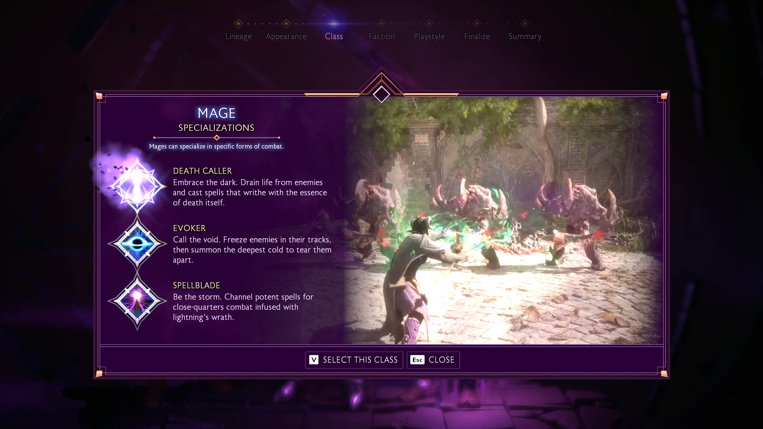 A descrição do mago em Dragon Age: The Veilguard.