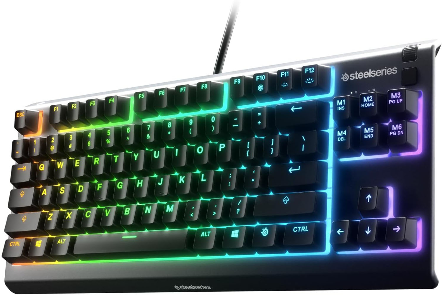 El SteelSeries Apex 3 TKL sobre un fondo blanco.