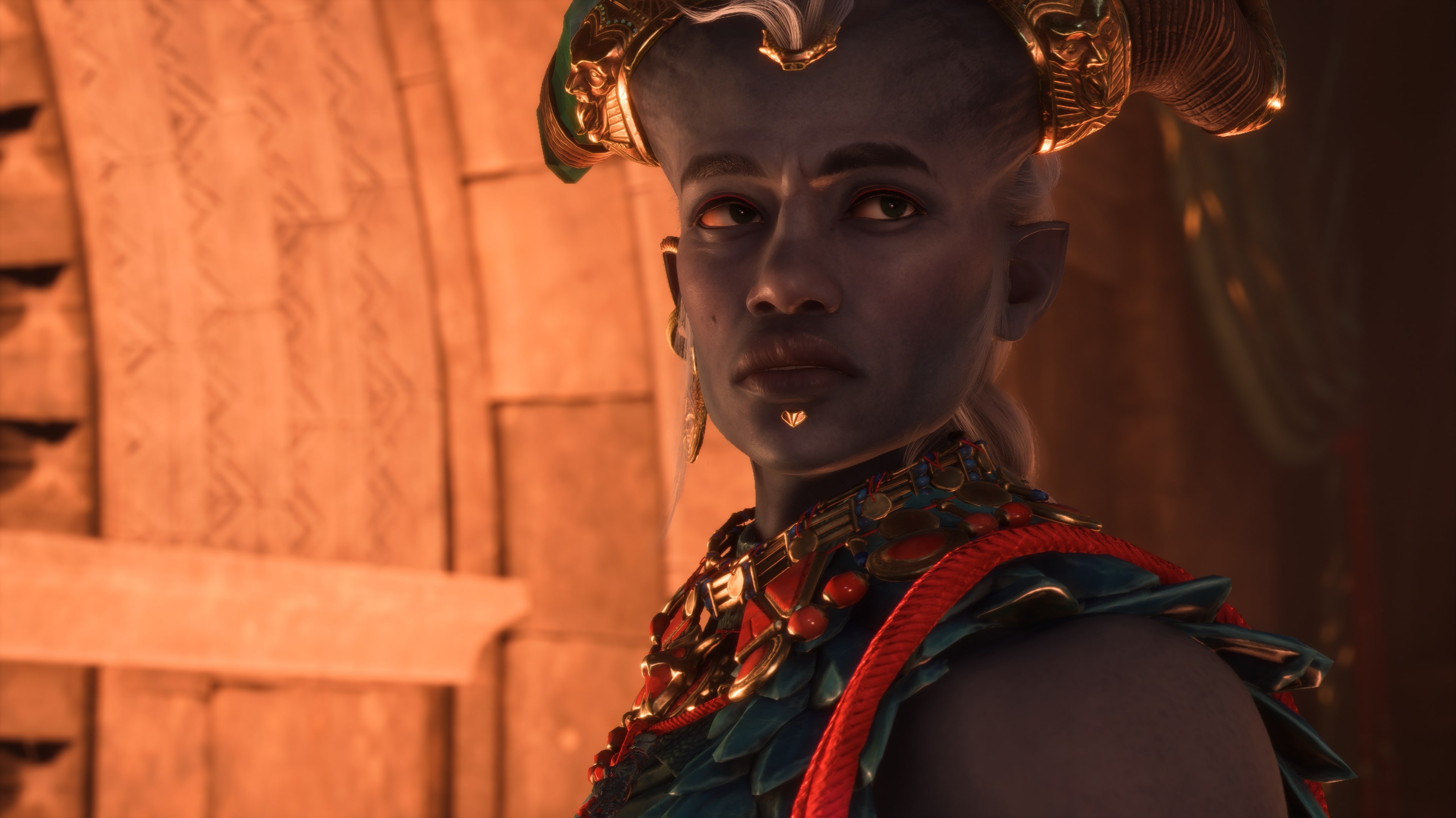 Taash looking concerned in Dragon Age: The Veilguard.