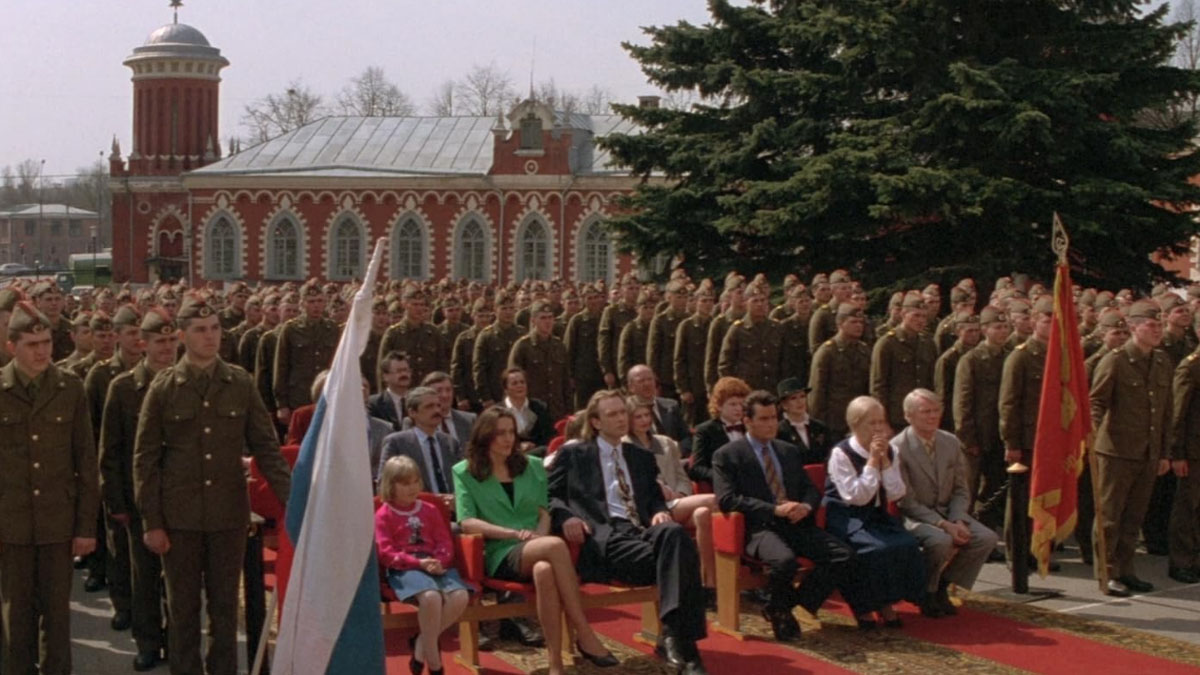 A celebration in Russia at the end of Terminal Velocity.