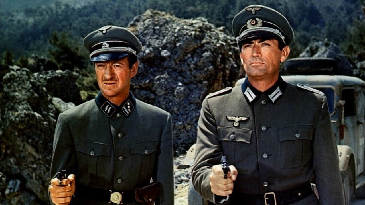 David Niven and Gregory Peck in The Guns of Navarone 