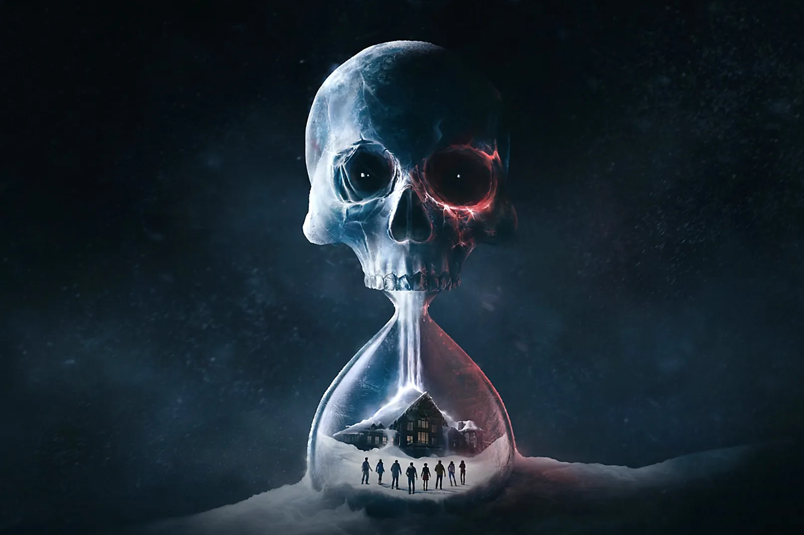 Auf dem Cover des Videospiels „Until Dawn“ steht bedrohlich eine Totenkopf-Sanduhr.