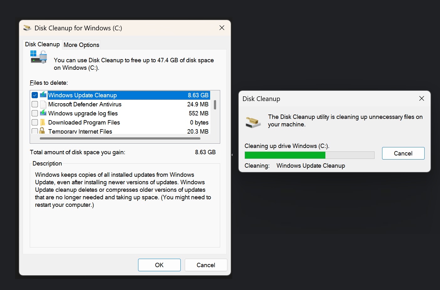 Windows 11 24H2 update is creating 8.63GB of undeletable update cache.