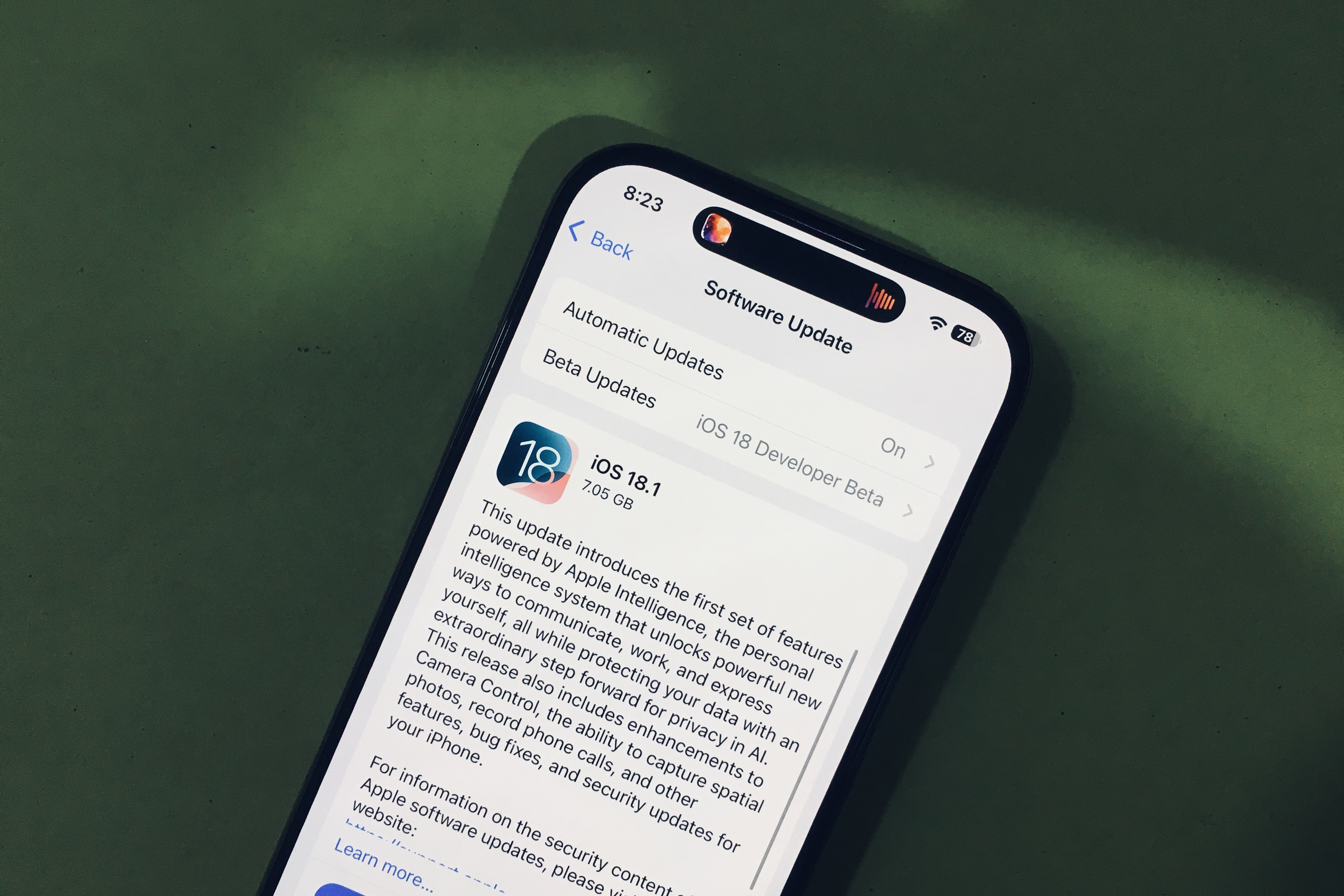 iOS 18.2-Update auf dem iPhone.