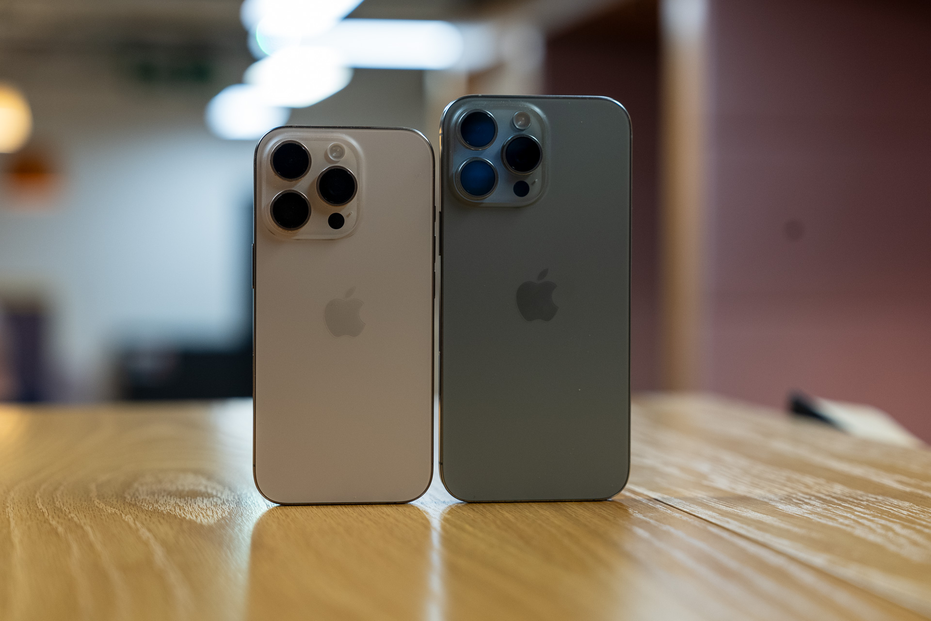 iPhone 16 pro next to the iPhone 16 pro Max