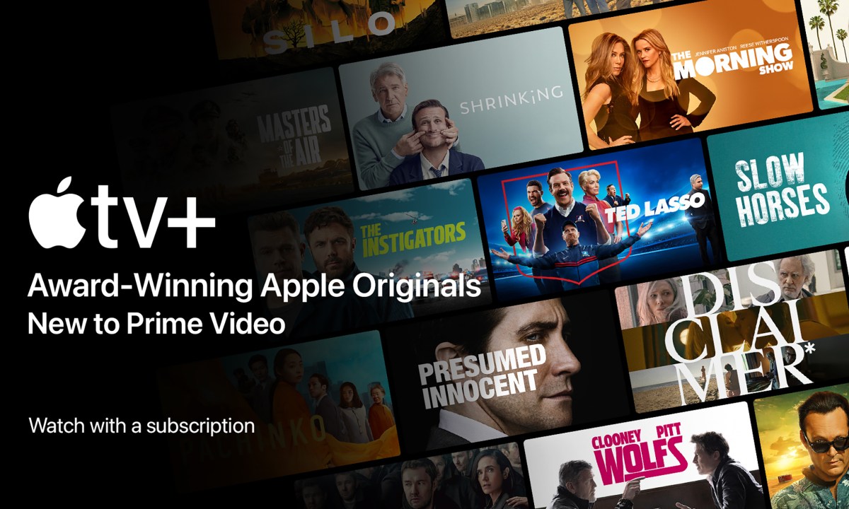 A promo image for Apple TV+ on Amazon Prime Video.