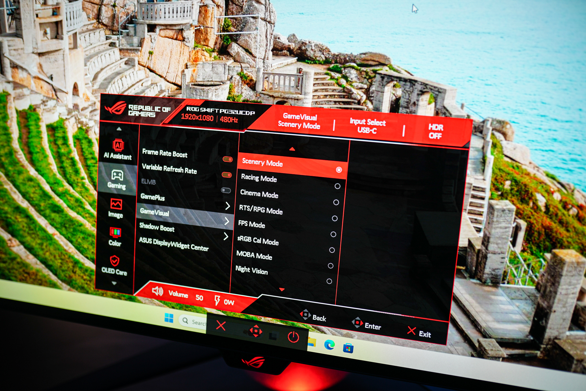 Menu no Asus ROG Swift PG32UCDP.