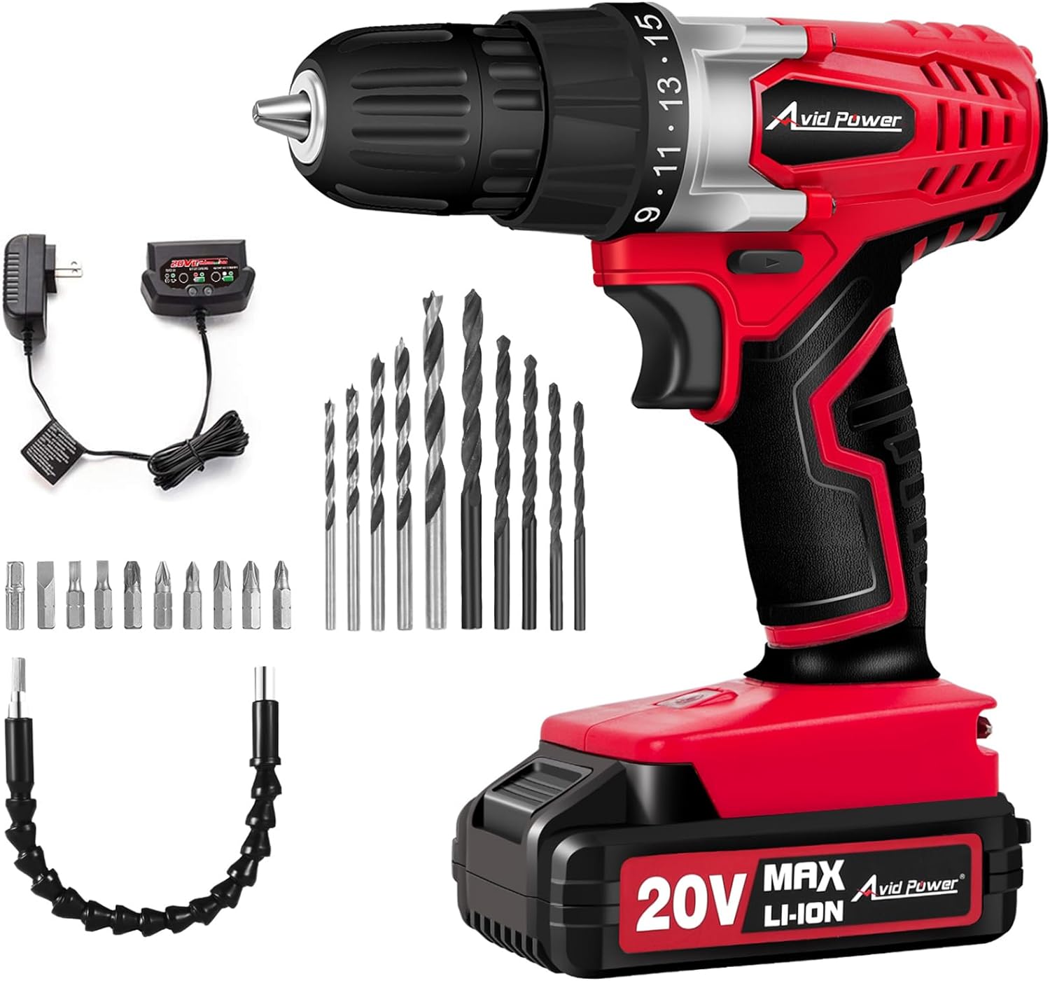  AVID POWER 20V MAX Lithium lon Cordless Drill Set