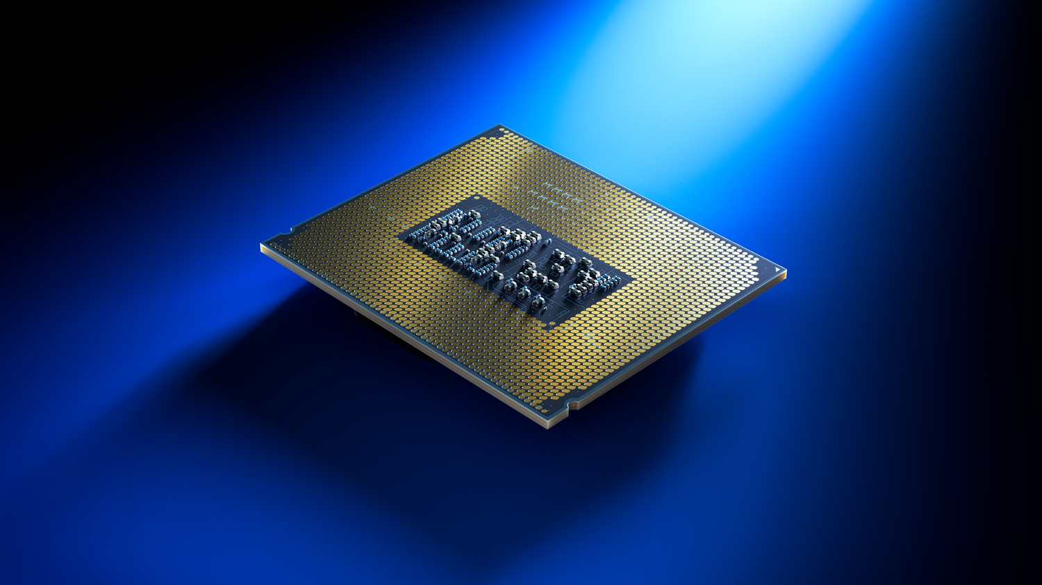 Uma renderização de um chip Intel Core Ultra 200-S.