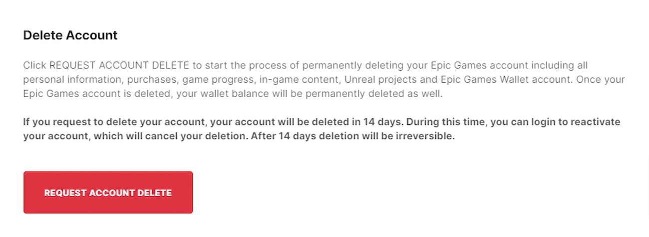 How to delete an Epic Games account