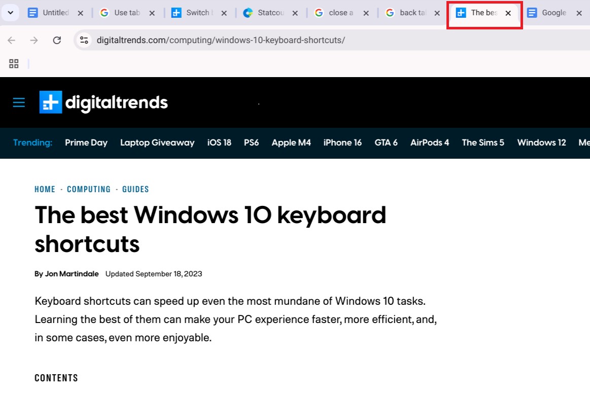 How to switch browser tabs with your keyboard