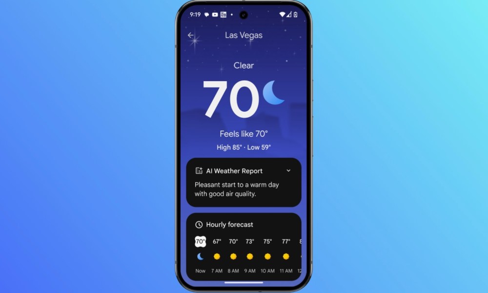 Google Pixel showing the Google Pixel Weather app.