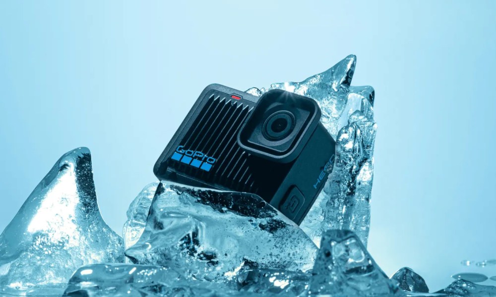 The 2024 GoPro hero is frozen in ice.