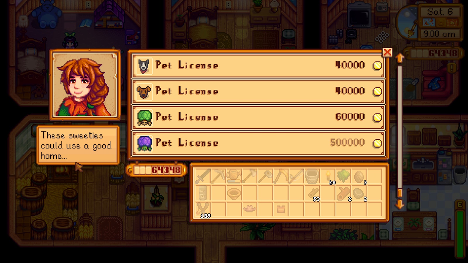 Liste des animaux à adopter à Stardew Valley.