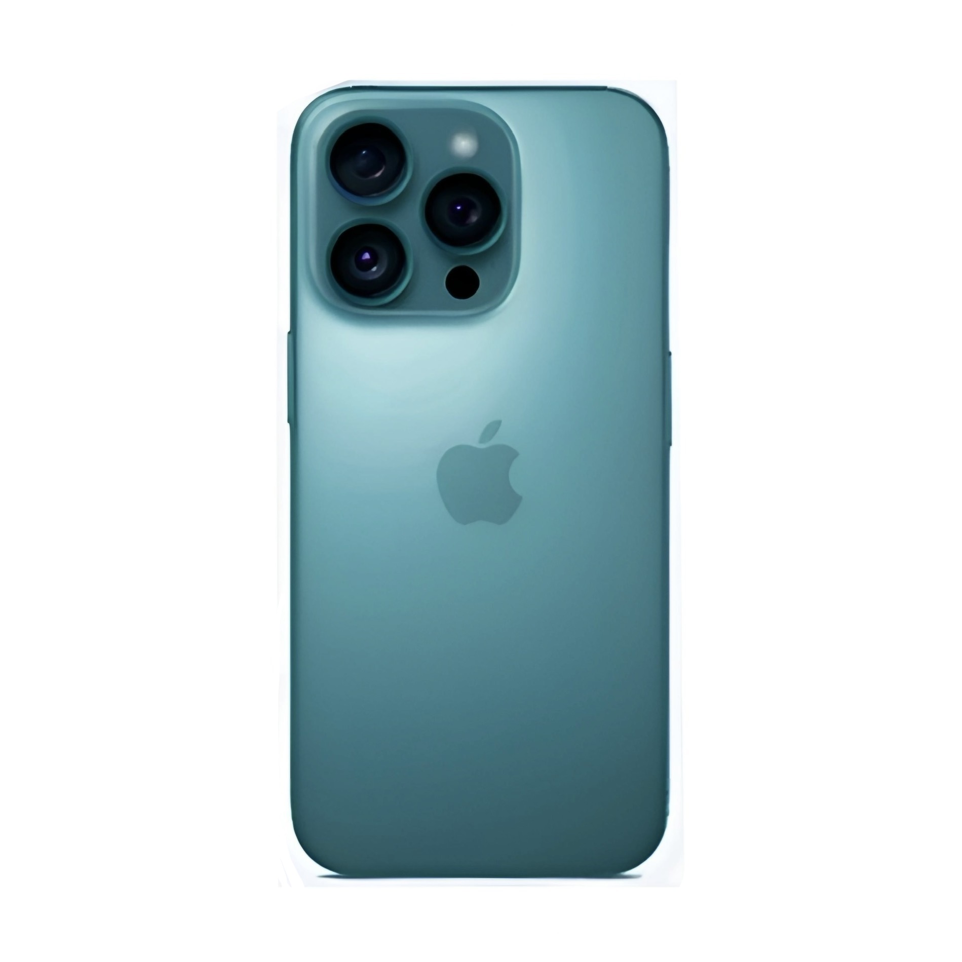 Maqueta de iPhone 17 Pro en verde azulado. 