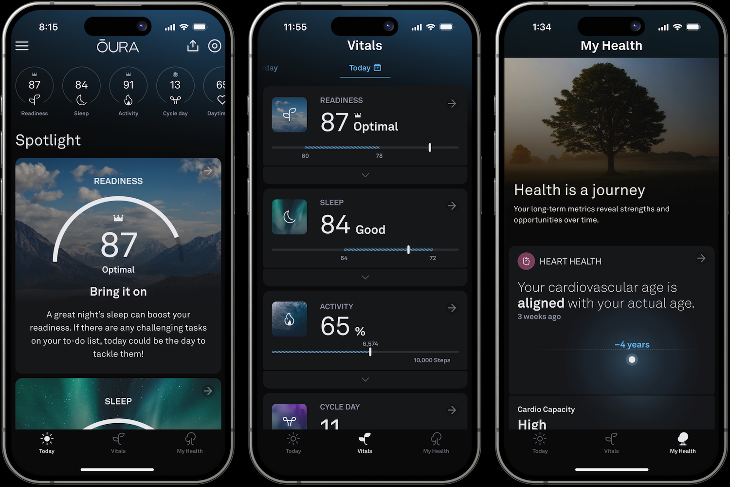 The redesigned Oura app.