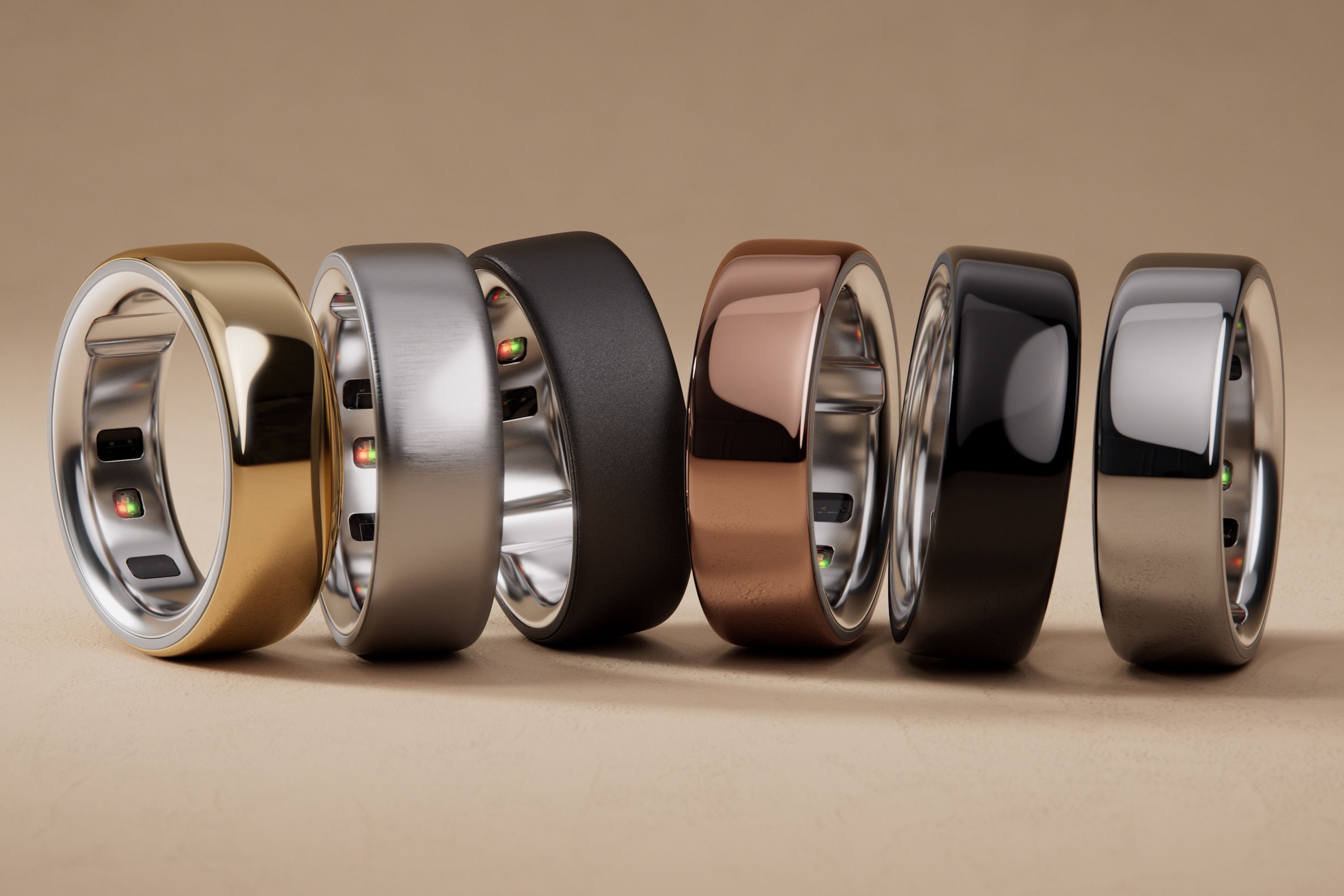 A promotional image of the Oura RIng 4's different color options.