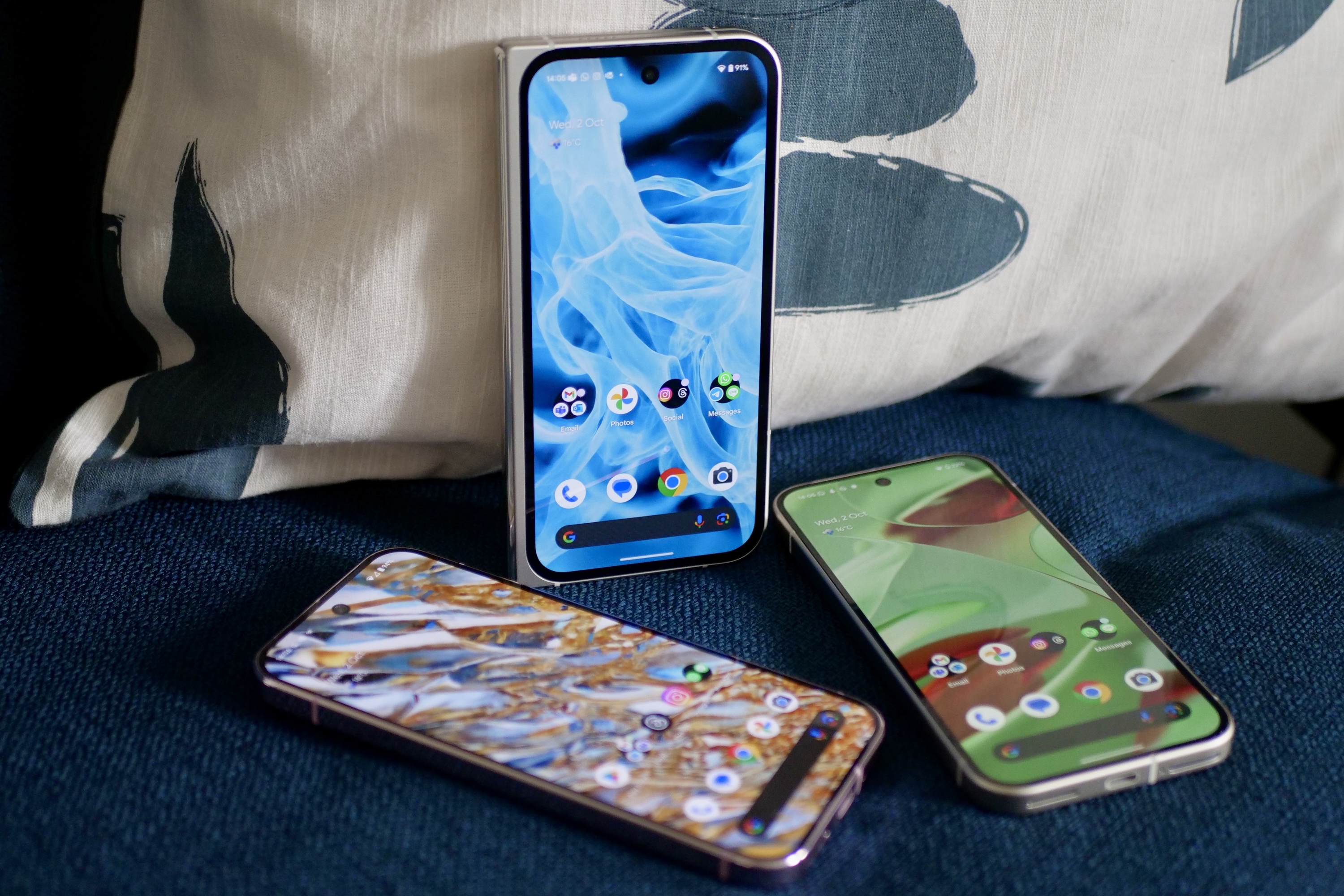 Экраны Google Pixel 9 Pro Fold, Pixel 9 Pro и Pixel 9.