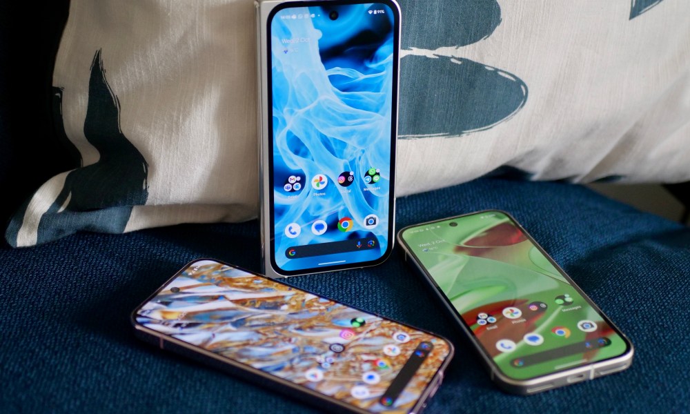 The Google Pixel 9 Pro Fold, Pixel 9 Pro, and Pixel 9 screens.