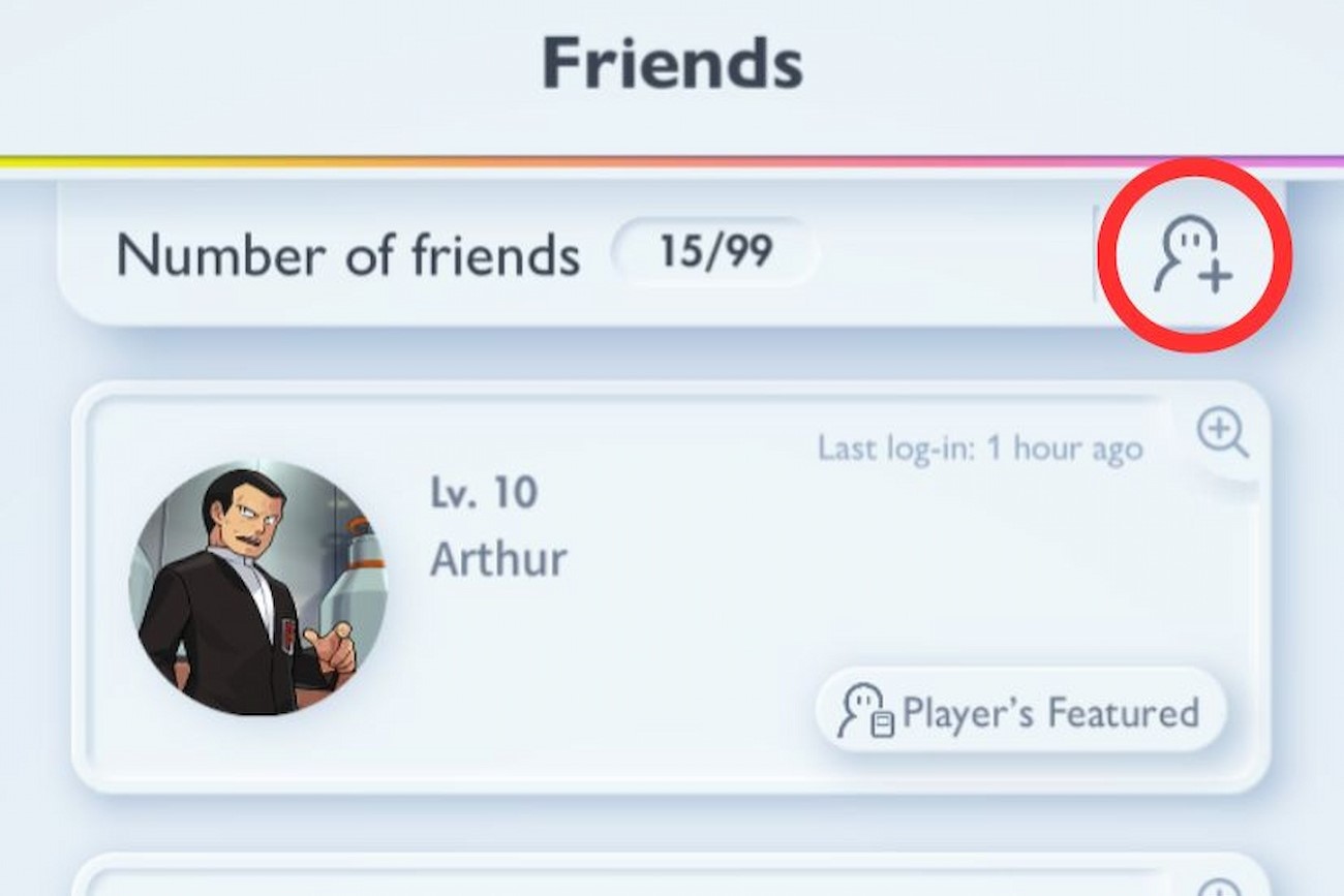 Add Pokémon TCGP friends button outlined in red.