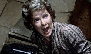 An old woman screams in Psycho II.