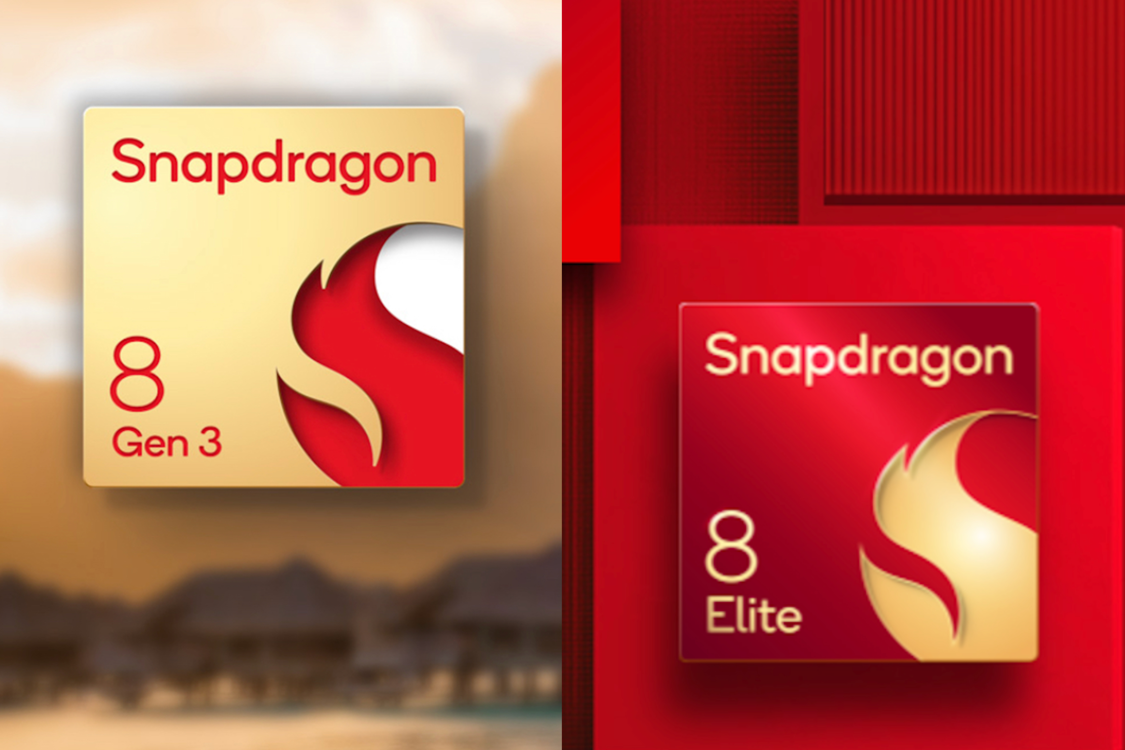 Side by side comparison of Qualcomm Snapdragon 8 Gen 3 and Snapdragon 8 Elite.