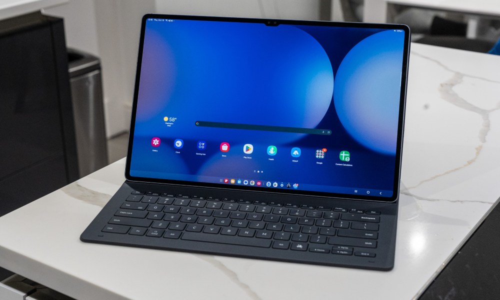 Hero photo of the Galaxy Tab S10 Ultra connected to the Book Cover Keyboard Slim