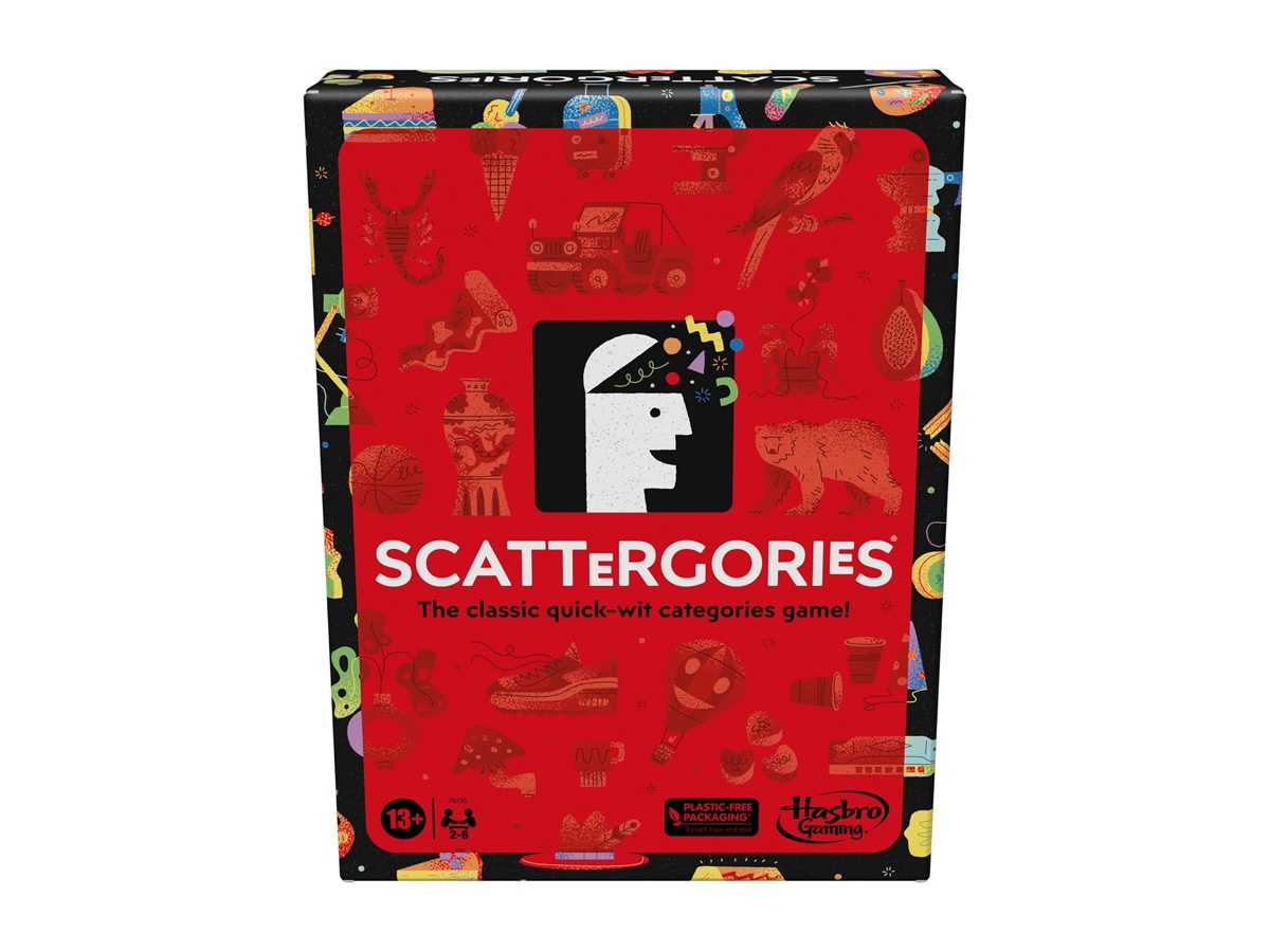 白色背景下的 Scattergories 棋盘游戏。