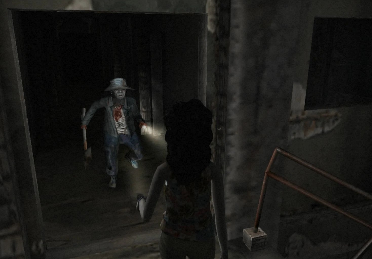 An enemy chases a character in Siren.