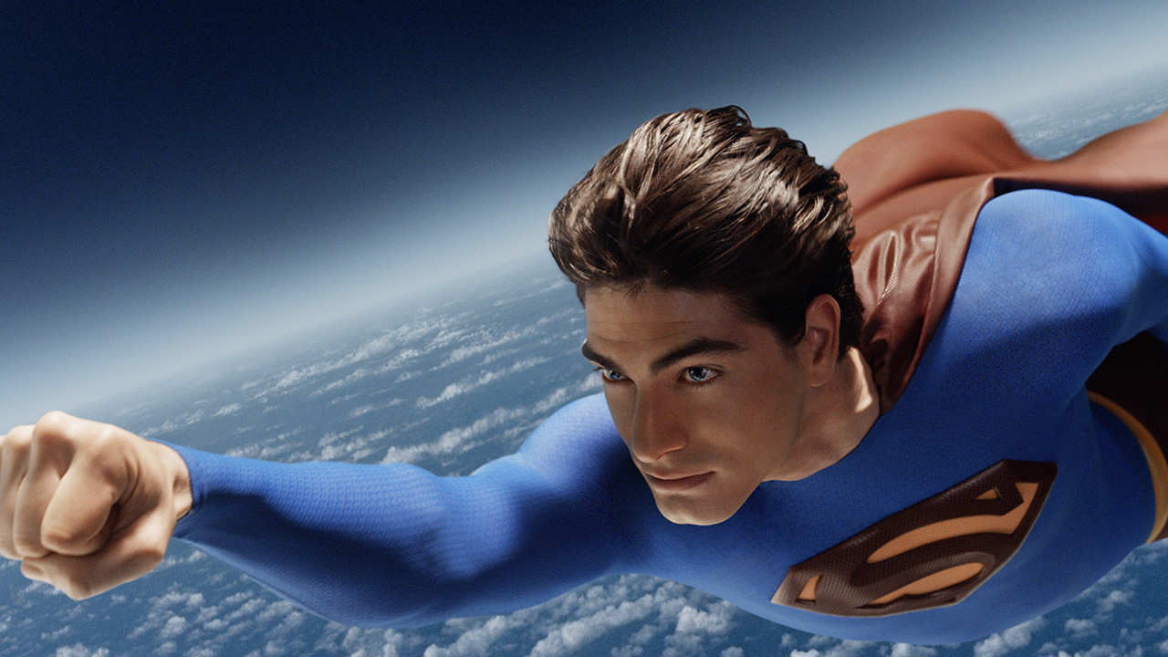 Superman flying through the air in Superman Returns.