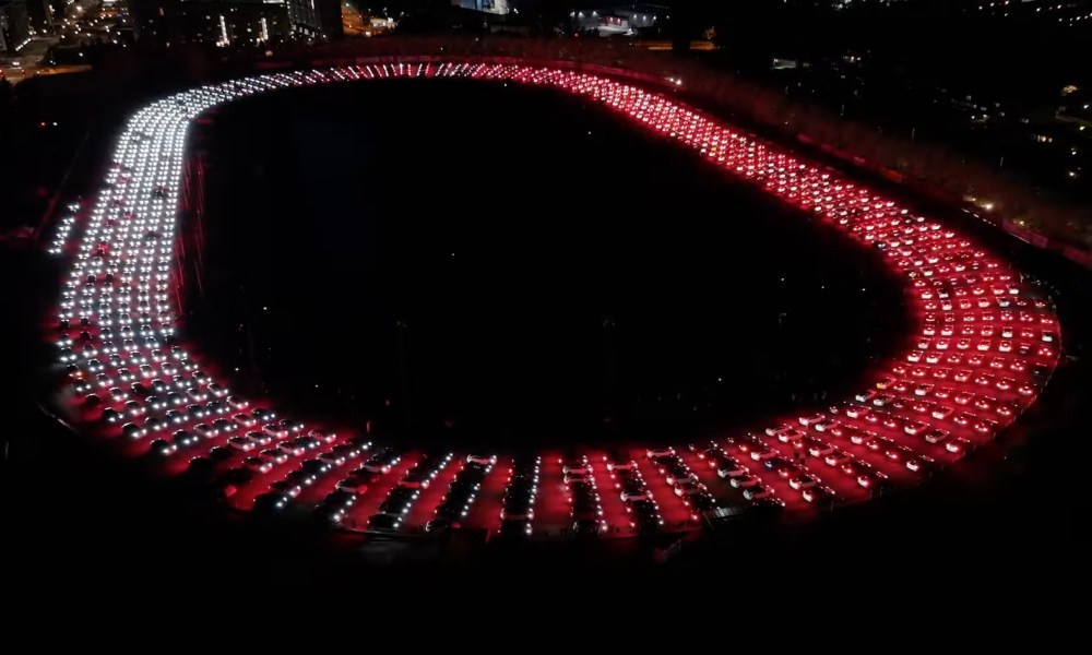 watch 902 teslas perform a funky light show in finland tesla