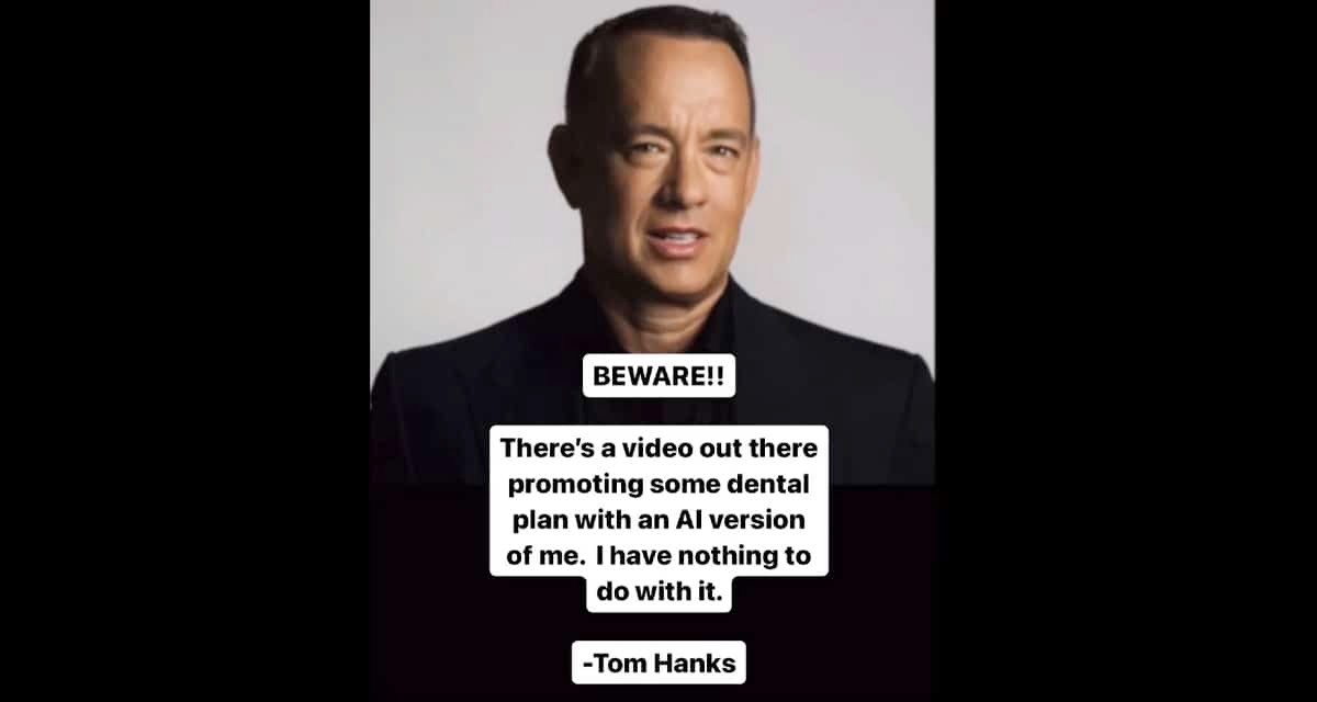 Uma imagem de um Tom Hanks deepfake no Instagram.