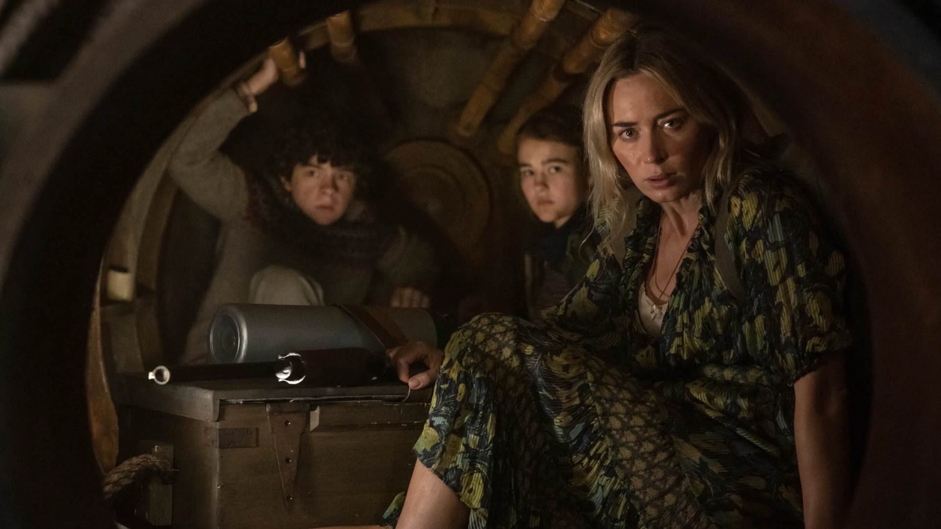 Emily Blunt's Evelyn protecting her family in A Quiet Place Part II.