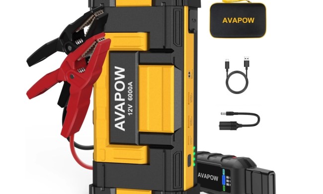 The Avapow W68 car battery jump starter and its accessories.