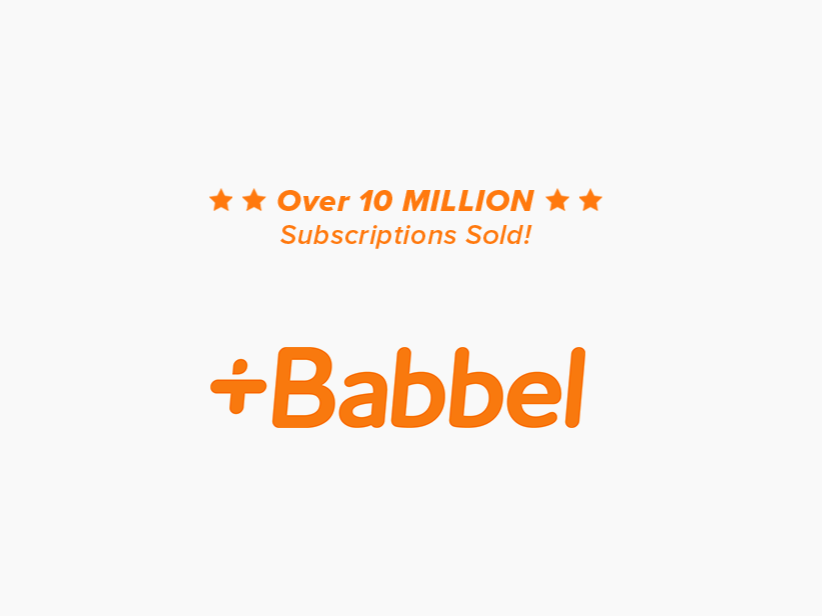 Logotipo da Babbel com mais de 10 mil inscritos vendidos