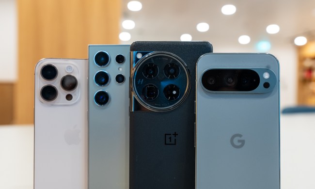 close up photo of cameras on the iPhone 16 Pro, Galaxy S24 Ultra, OnePlus 12 and Pixel 9 Pro