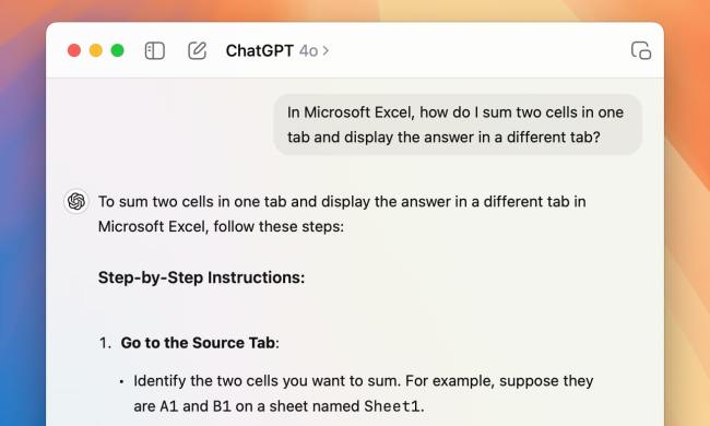 The ChatGPT Mac app running in macOS Sequoia.