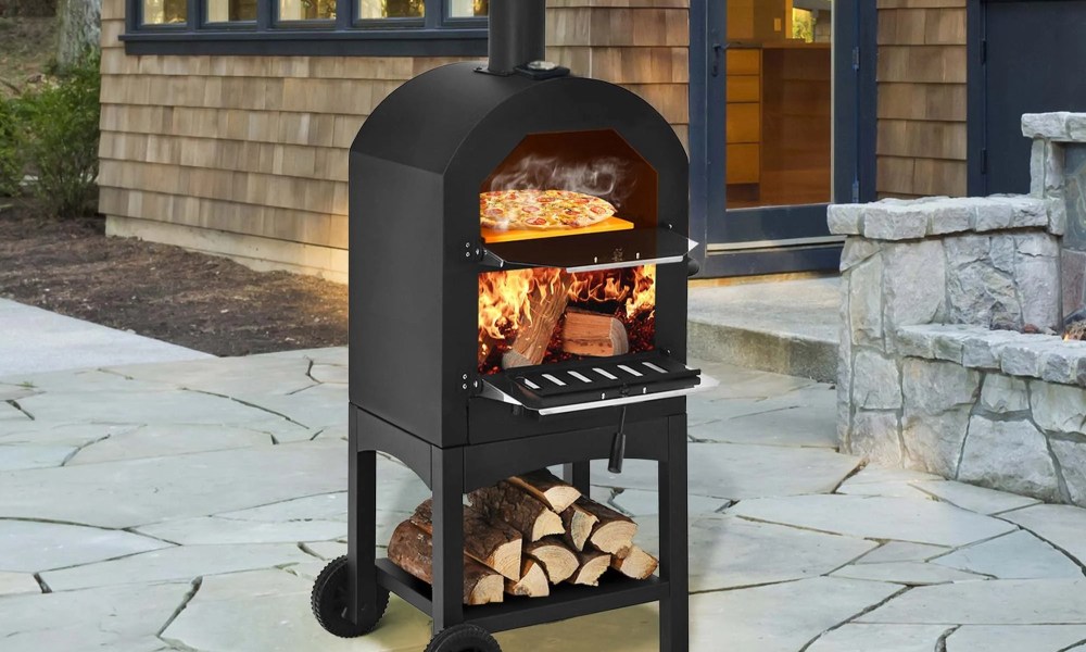 Costway outdoor pizza oven on patio