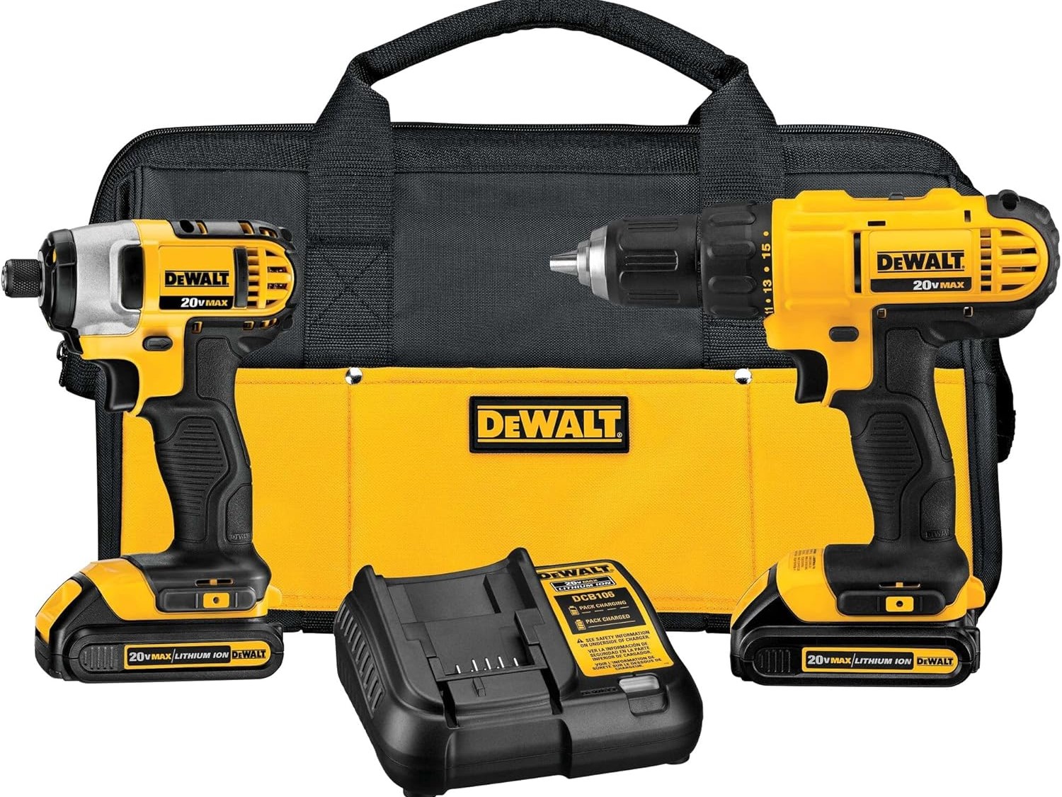 Imagem do produto combinado de furadeira sem fio Dewalt 20V Max e chave de impacto