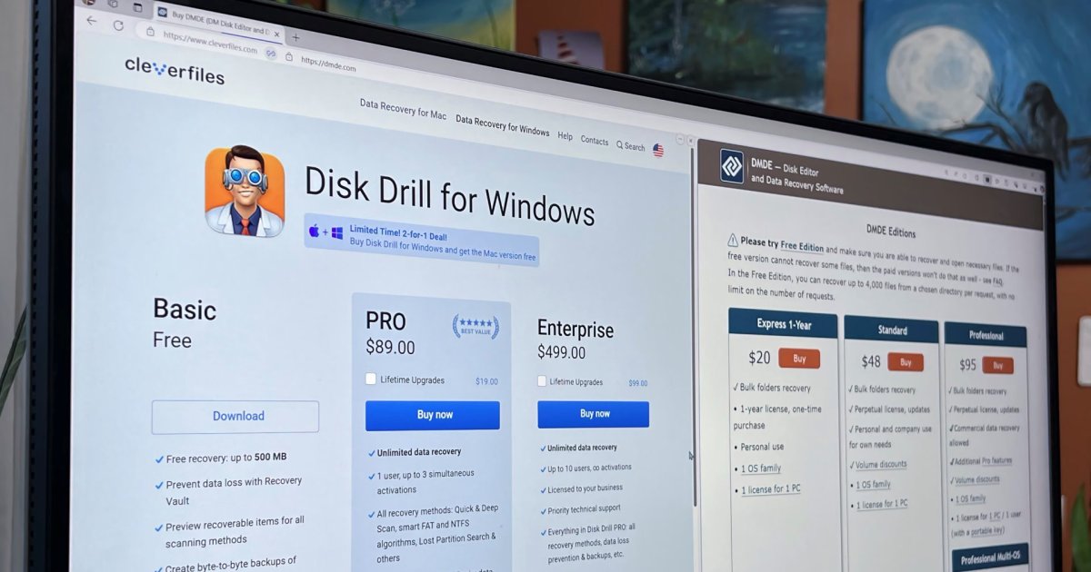 Disk Drill vs. DMDE: best no-subscription data recovery app