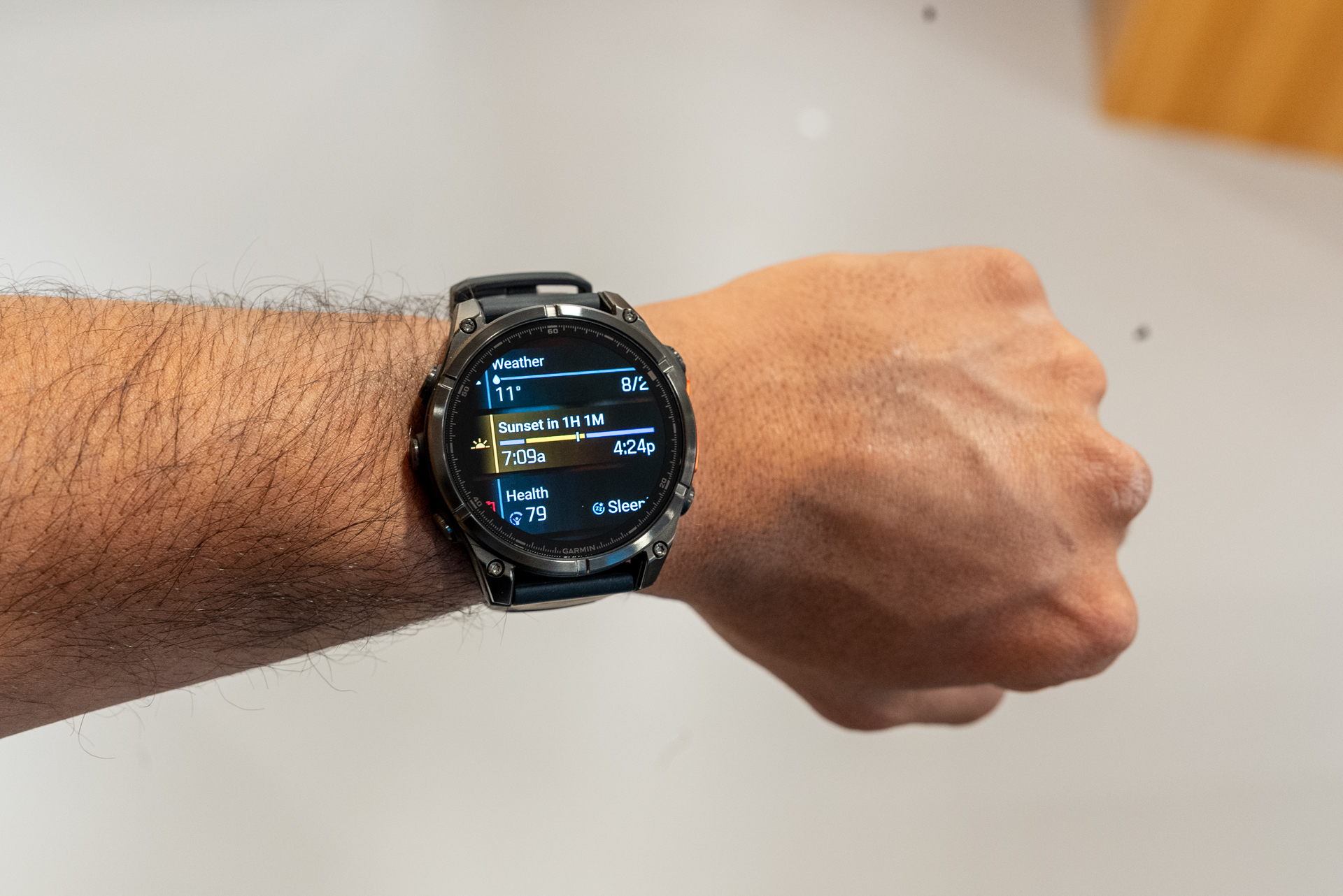 Painel do menu Glance no Garmin Fenix ​​8