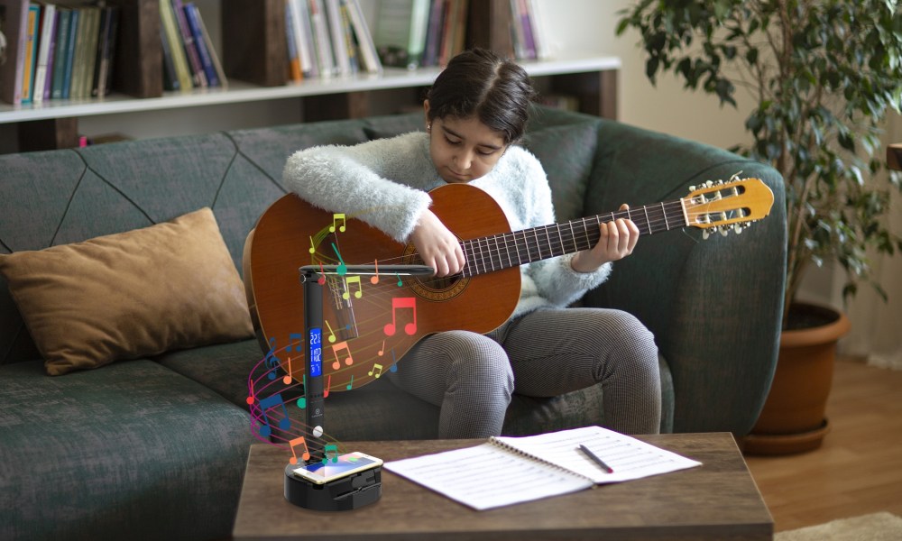 lumicharge smart table lamp lighting deals november 2024 woman playing guitar near