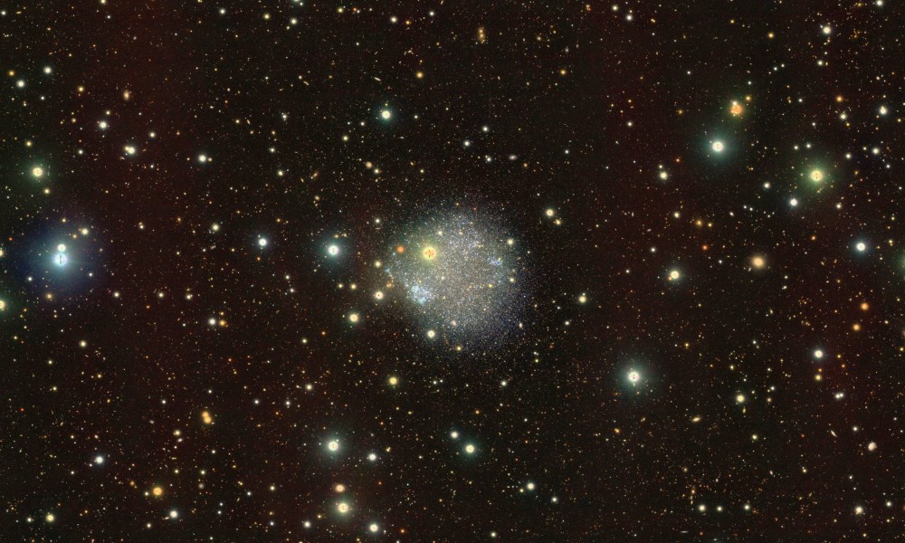 Image of the irregular dwarf galaxy Sextans A, located at a distance of about 4 million light years from us, towards the edge of the Local Group, captured by the VST (VLT Survey Telescope), an Italian telescope managed by the Italian National Institute for Astrophysics (INAF) at ESO’s Paranal Observatory, Chile.